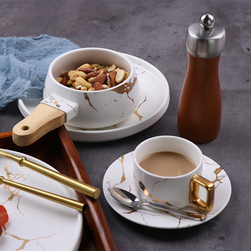 Set de vesela pentru restaurant Set de cina pentru petreceri Seturi de vesela marmorate Seturi de farfurii si boluri cu glazura nordica, lavabil pentru cuptor/masina de spalat vase 