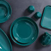 Set de veselă din porțelan smălțuit verde închis la preț de fabrică Set de farfurii din ceramică verde de vânzare
