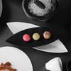 Farfurie în formă de frunze din ceramică farfurie pentru tort alb negru mat farfurie sushi