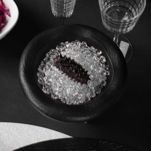 Farfurie cu gheata neagra, farfurie din ceramica mata pentru restaurante-14oz