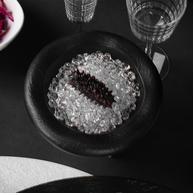 Farfurie cu gheata neagra, farfurie din ceramica mata pentru restaurante-14oz