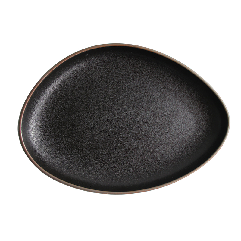 Farfurie Neregulată din Ceramică Veselă Vase Farfurii Cină Vase Negre din Ceramică