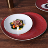 Farfurie de desert de 12 inch. Farfurie de porcelană roșie, albă, de lux