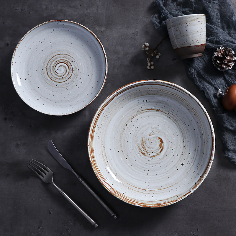 Set veselă specială pentru cina pentru petreceri Set de veselă din porțelan alb vintage cu pată