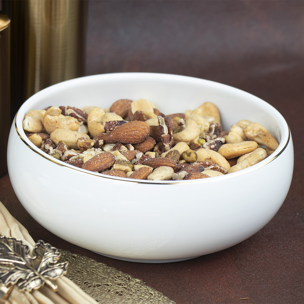 Boluri de supă din ceramică Deep Bowl cu margine aurie