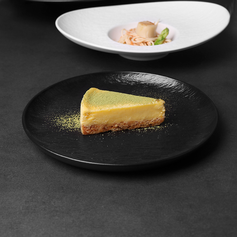 Farfurie rotundă din porțelan pentru restaurant negru mat - 8 inch 10 inch