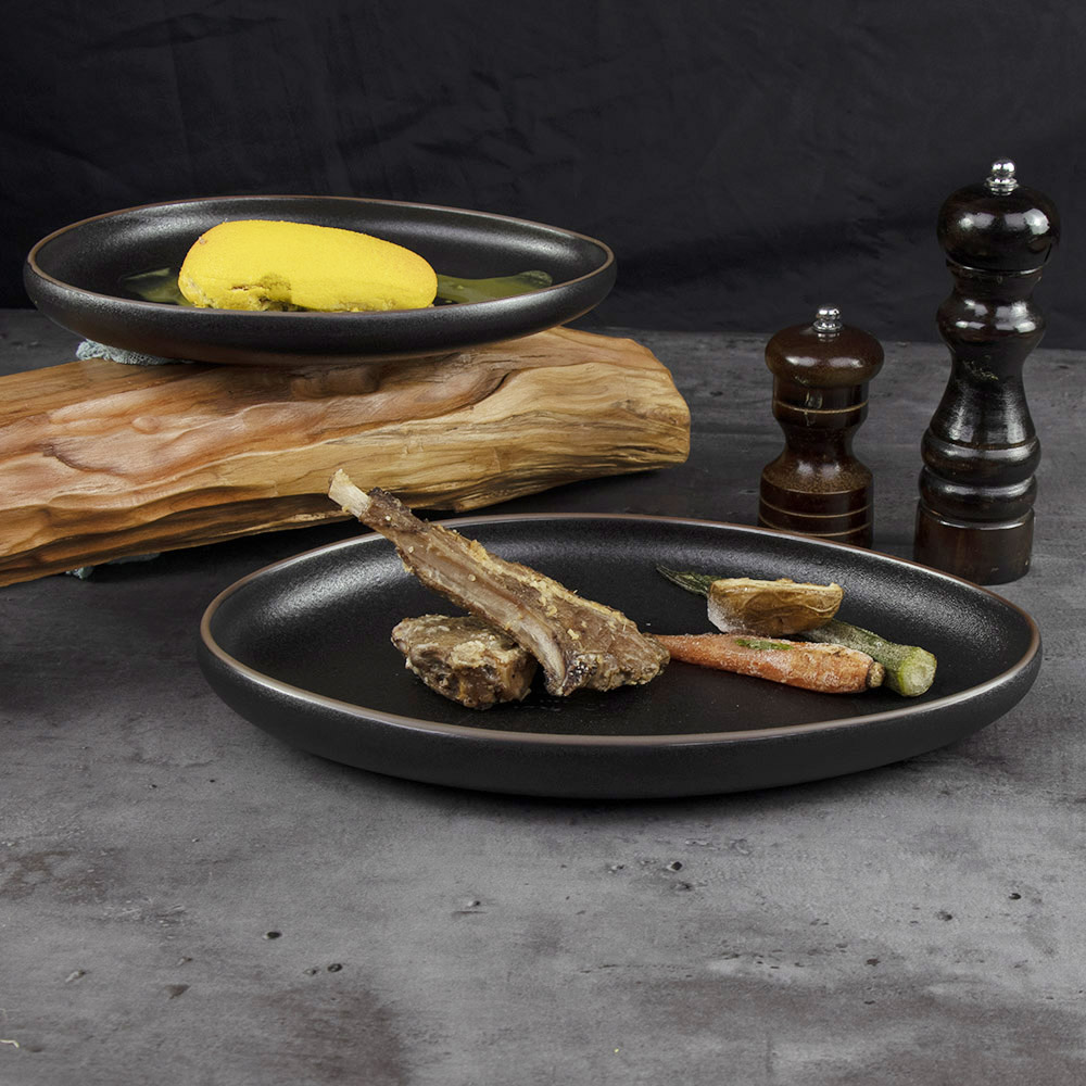 Farfurie Neregulată din Ceramică Veselă Vase Farfurii Cină Vase Negre din Ceramică