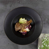 Farfurie de supă din ceramică neagră Farfurie adâncă pentru paste Veselă pentru restaurant