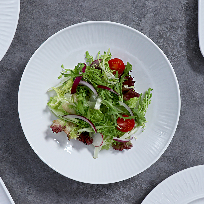 Bol pentru salată cu tăiței de 35 oz Boluri din gresie albă Veselă de porțelan de 1 l Farfurie ecologică cu mâncare Vase de restaurant