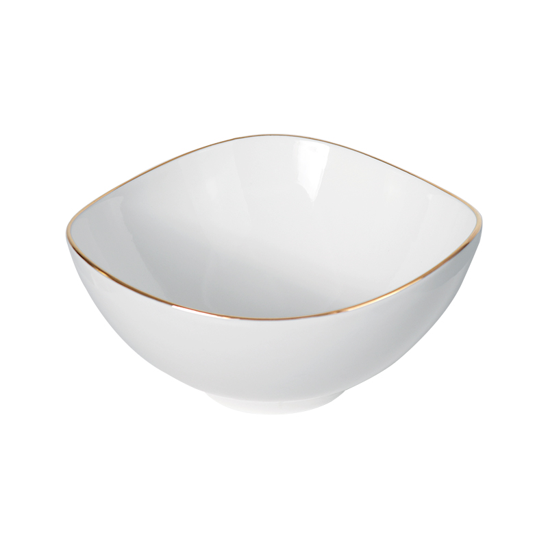 Bol din ceramică albă GOLD Trim personalizat cu logoul numelui restaurantului Boluri din porțelan