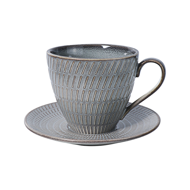 De vânzare ceașcă de cafea și farfurioare din porțelan gri de 5 uncii