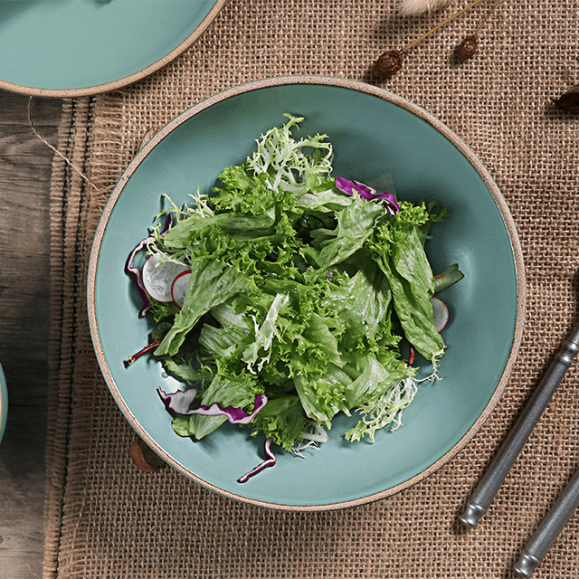 Set de vesela din gresie ceramica verde mat 