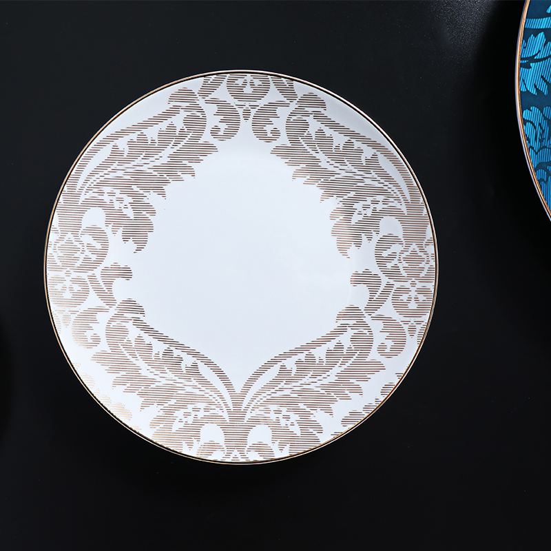 Set de veselă nordică Set de farfurii din porcelană cu margine aurie pentru restaurant