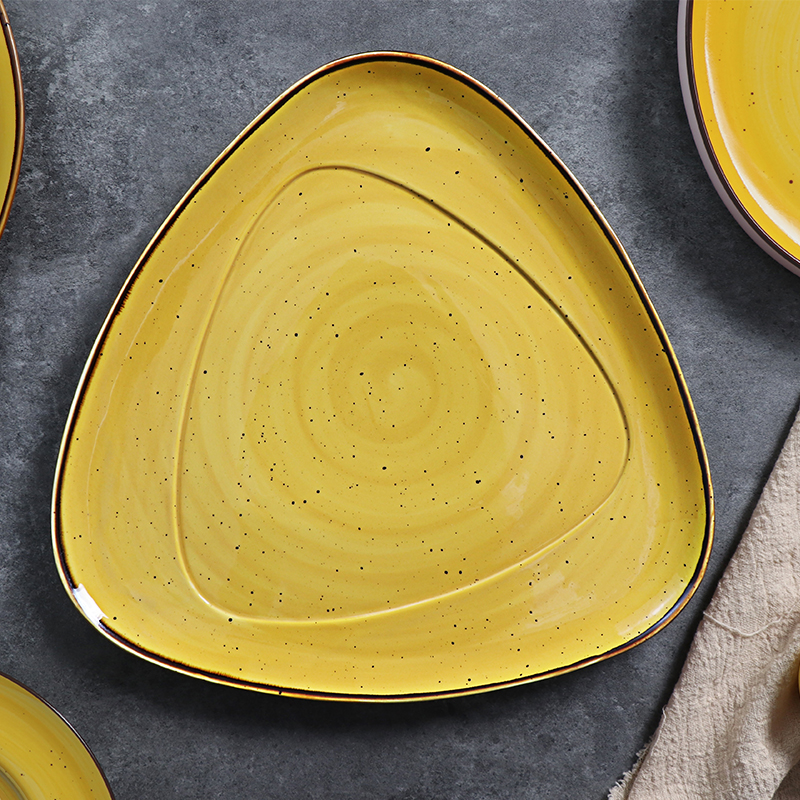 Set de cină din porțelan, galben personalizat, set de farfurii din ceramică pentru mese la hotel