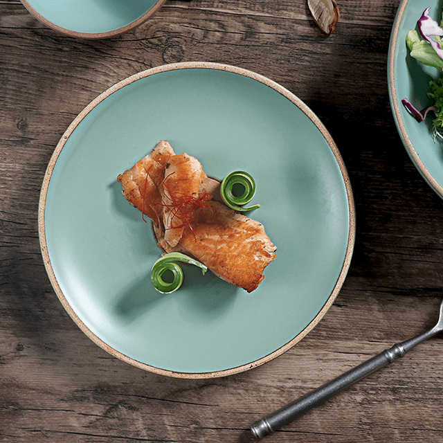 Set de vesela din gresie ceramica verde mat 