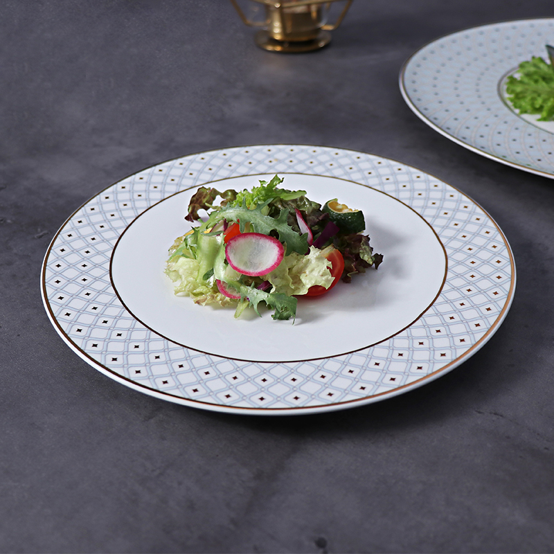 Rechizite de Crăciun Farfurii de cină cu margine de aur Vase de masă din China fine