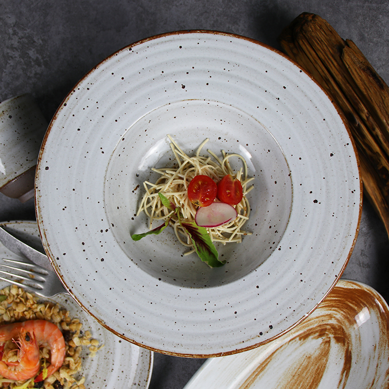 420ml Supă Farfurie Veselei Farfurie Rustic Gresie Vase Paste Veselă Farfuri Paste Pentru Restaurante 