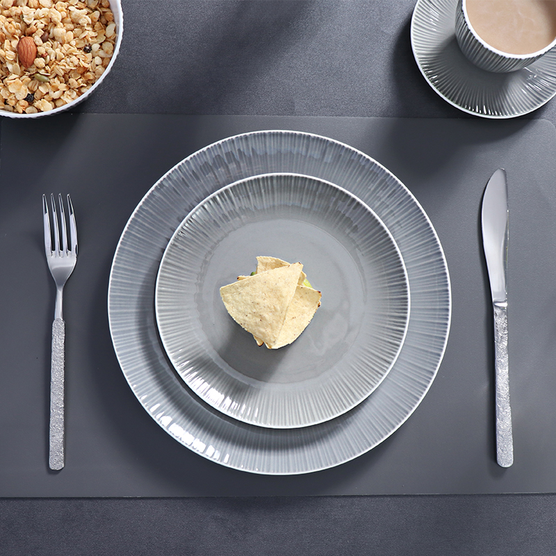 Veselă din ceramică gri pentru restaurant Set de veselă modern de lux Seturi de veselă Set de veselă de lux din porțelan
