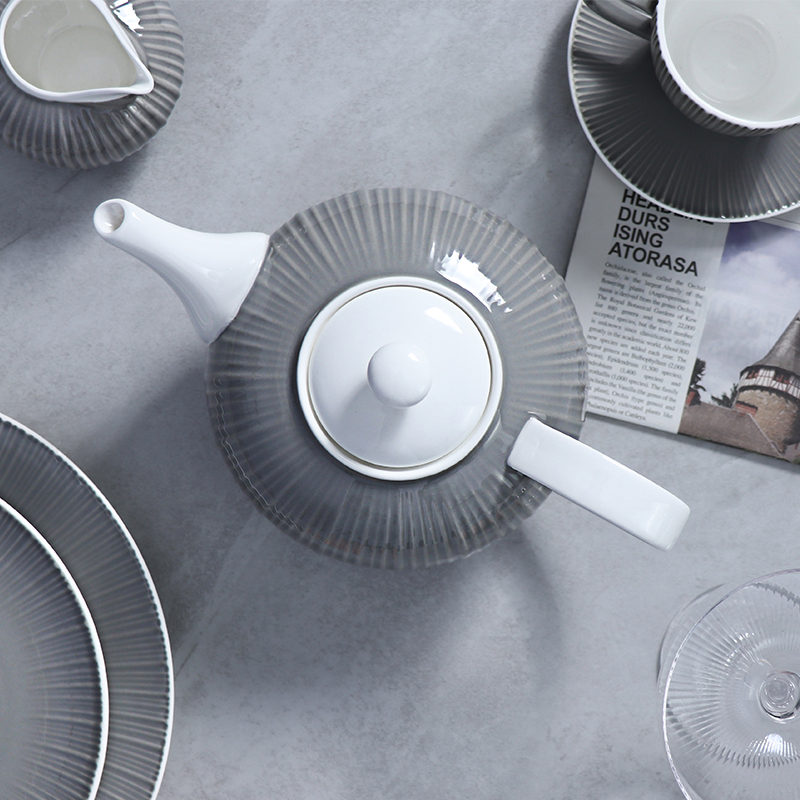 Veselă din ceramică gri pentru restaurant Set de veselă modern de lux Seturi de veselă Set de veselă de lux din porțelan