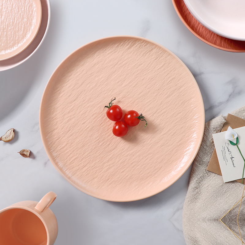 Set de farfurii din ceramică roz de lux, în stil nordic, set de veselă din porțelan