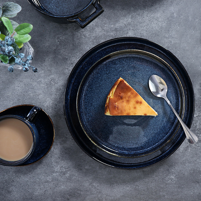 Farfurie din ceramică Porțelan Ustensile de bucătărie din ceramică Deep Blue Western Vase de serviciu Matt Veselă Set bol de orez