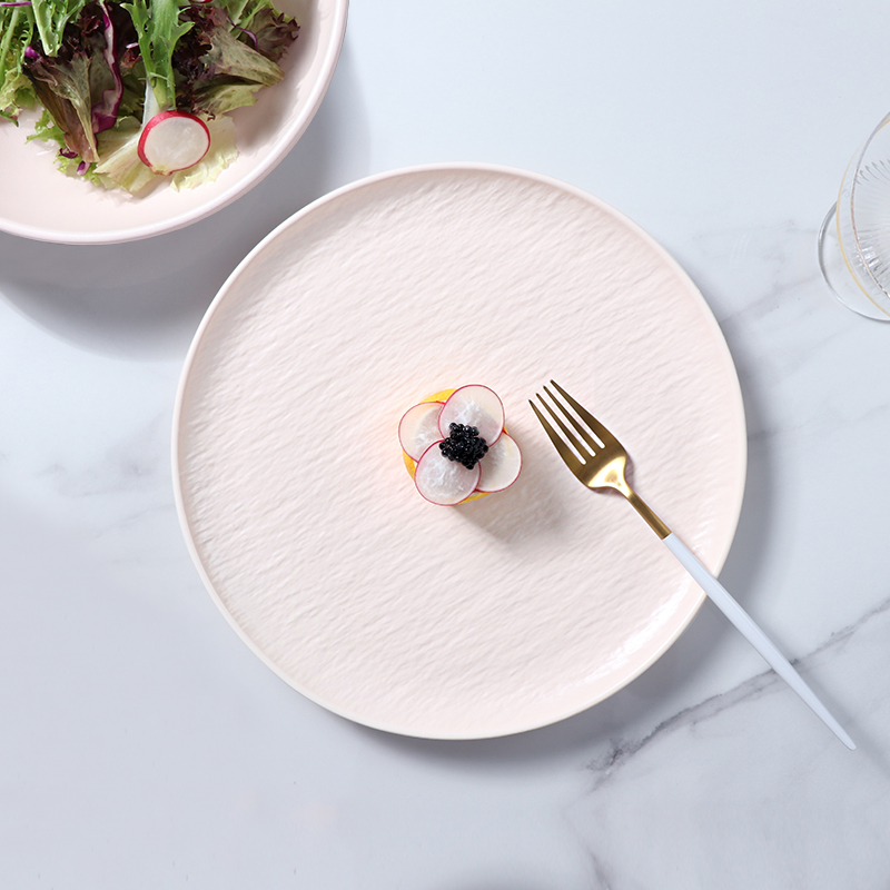 Set de farfurii din ceramică roz de lux, în stil nordic, set de veselă din porțelan