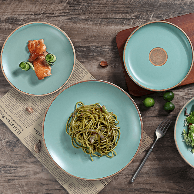 Set de vesela din gresie ceramica verde mat 