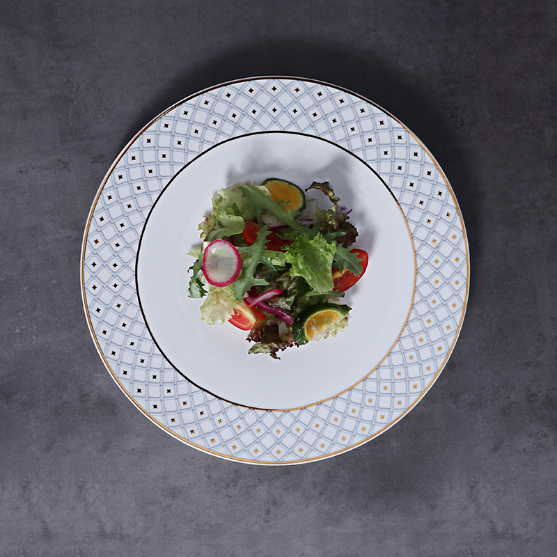 Rechizite de Crăciun Farfurii de cină cu margine de aur Vase de masă din China fine