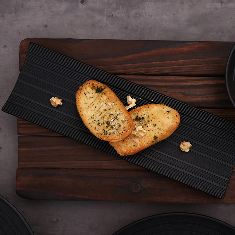 Veselă de masă modernă de lux de restaurant negru de 8 inch Veselă din ceramică pentru mese și restaurant Vase de masă din porțelan