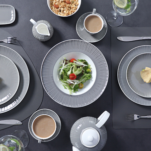 Veselă din ceramică gri pentru restaurant Set de veselă modern de lux Seturi de veselă Set de veselă de lux din porțelan