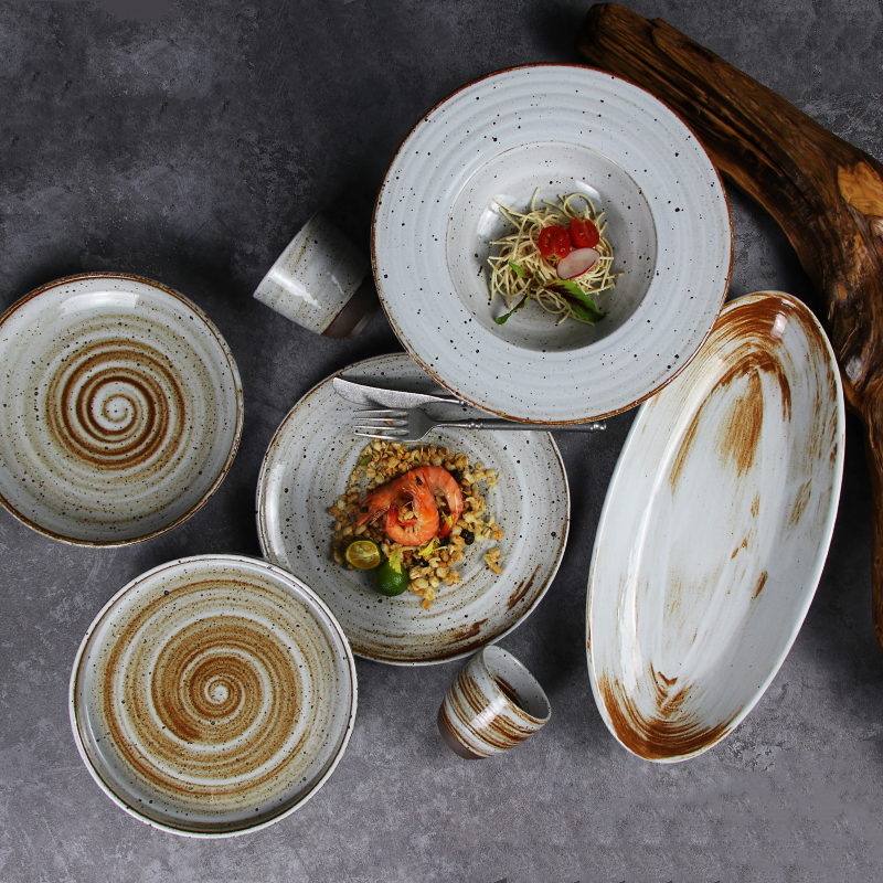 420ml Supă Farfurie Veselei Farfurie Rustic Gresie Vase Paste Veselă Farfuri Paste Pentru Restaurante 