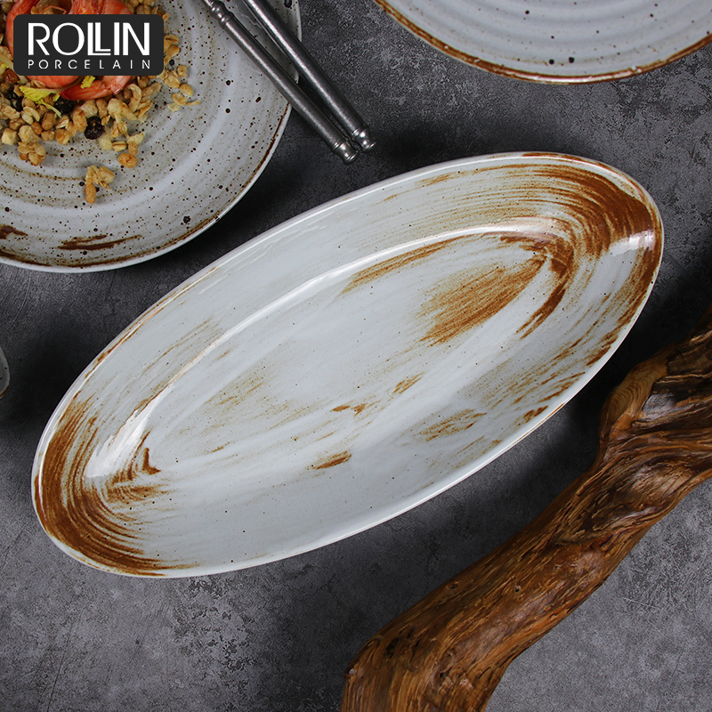 Farfurii personalizate Vase din portelan Vase din ceramica Farfurii Farfurii ovale din ceramica Restaurant